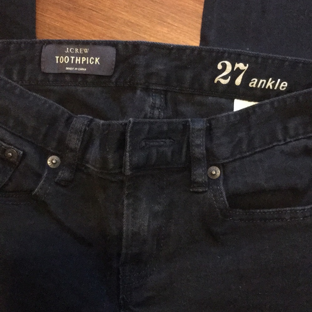 J. Crew toothpick ankle jean black denim